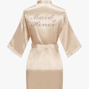 Maid of Honor Satin Robe in Champagne